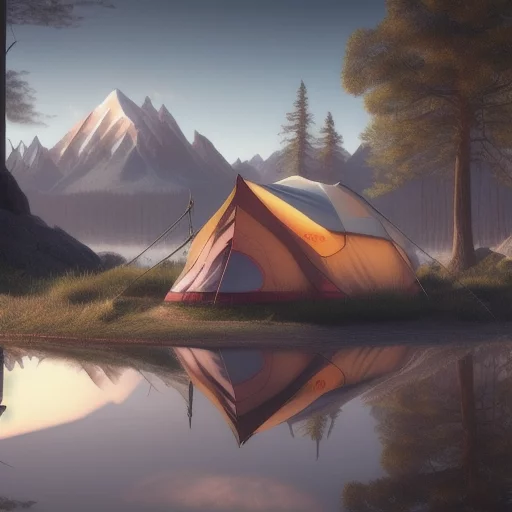 2023-01/1325757233-camping tents photographie,  photorealistic fantasy, art by Quentin Blake , in the style of Quentin Blake,  Pinterest Pixar,  su.webp