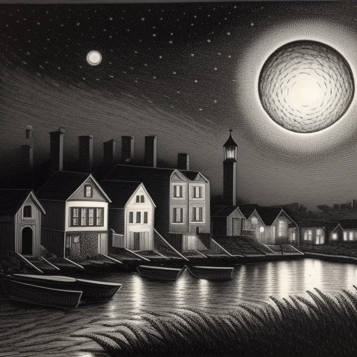 3312614241-a_black_and_white_lithography_of_an_old_town_near_the_ocean,_by_night_with_lovecraft_atmosphere_inspired_,.webp