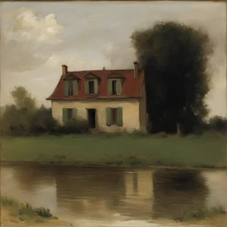 a house by Charles-Francois Daubigny