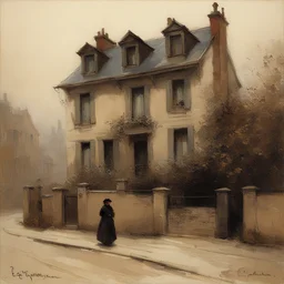 a house by Eugene Galien-Laloue
