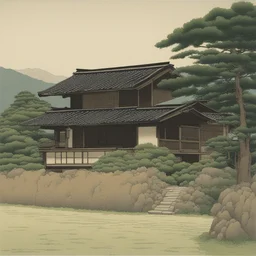 a house by Hasui Kawase