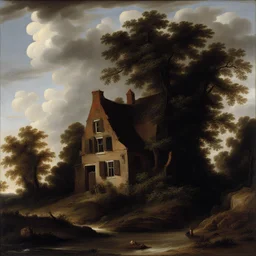 a house by Jacob van Ruisdael