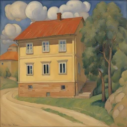 a house by Kuzma Petrov-Vodkin