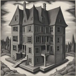 a house by M.C. Escher