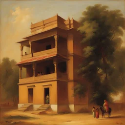 a house by Raja Ravi Varma