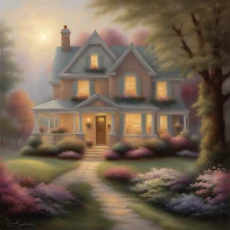 a house by Thomas Kinkade