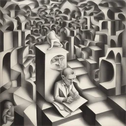 a character by M. C. Escher