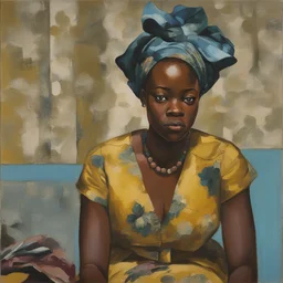 a character by Njideka Akunyili Crosby