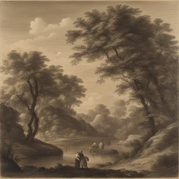 a landscape by Adriaen van Ostade