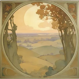 a landscape by Alphonse Mucha