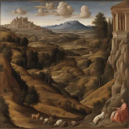 a landscape by Andrea Mantegna