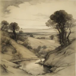 a landscape by Arthur Rackham