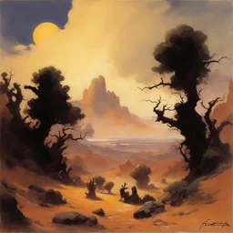 a landscape by Frank Frazetta