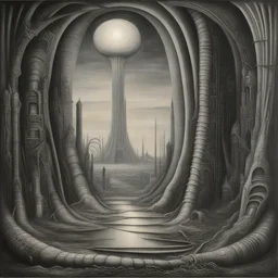 a landscape by H. R. Giger