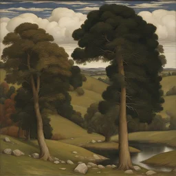 a landscape by John Roddam Spencer Stanhope