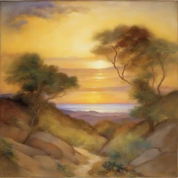 a landscape by Louis Comfort Tiffany