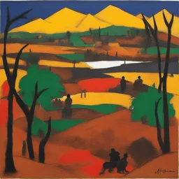 a landscape by M.F. Husain
