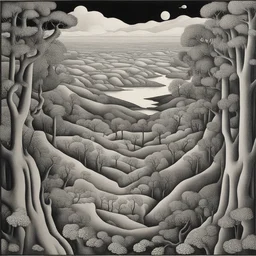 a landscape by M. C. Escher