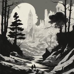 a landscape by Mike Mignola