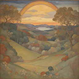 a landscape by Phoebe Anna Traquair
