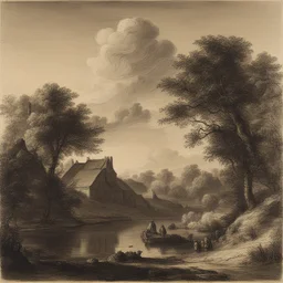 a landscape by Rembrandt van Rijn