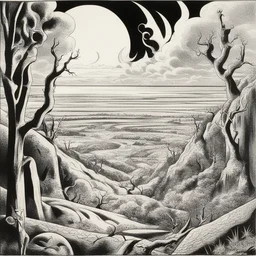 a landscape by Steve Ditko