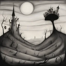 a landscape by Tim Burton
