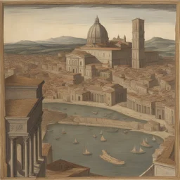 a city by Cagnaccio Di San Pietro