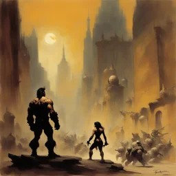 a city by Frank Frazetta