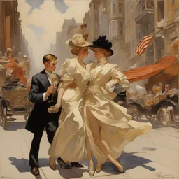 a city by Frank Xavier Leyendecker