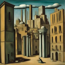 a city by Giorgio de Chirico