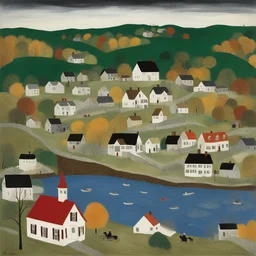 a city by Grandma Moses