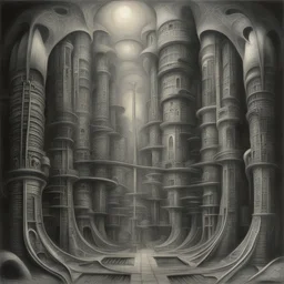 a city by H. R. Giger