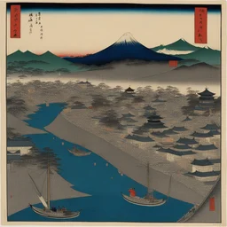 a city by Hiroshige