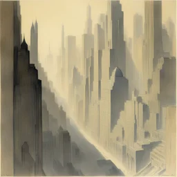 a city by Hugh Ferriss