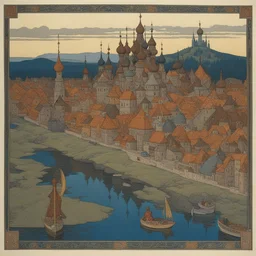 a city by Ivan Bilibin