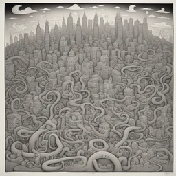 a city by Jim Woodring