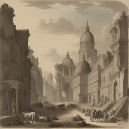 a city by Johann Elias Ridinger