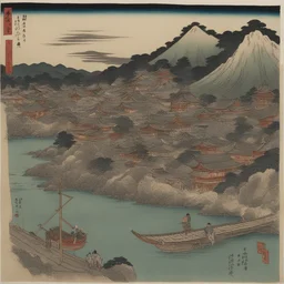 a city by Kawanabe Kyōsai