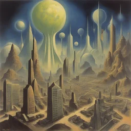 a city by Kelly Freas