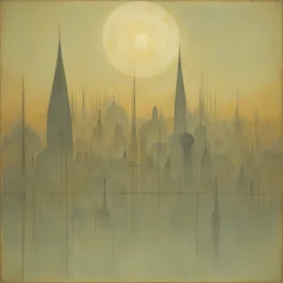 a city by Mikalojus Konstantinas Ciurlionis