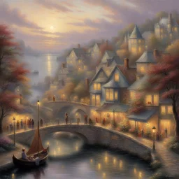 a city by Thomas Kinkade