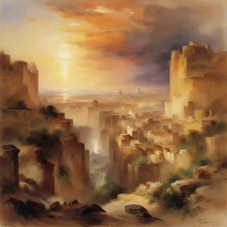 a city by Thomas Moran