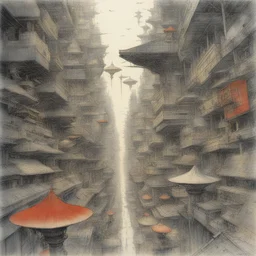 a city by Yoshitaka Amano
