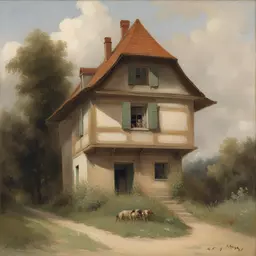 a house by Adolf Hirémy-Hirschl