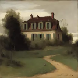 a house by Charles-Francois Daubigny