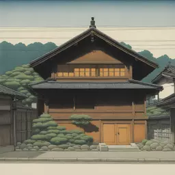 a house by Hasui Kawase