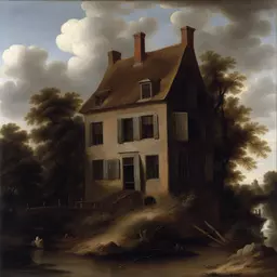 a house by Jacob van Ruisdael