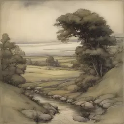 a landscape by Arthur Rackham