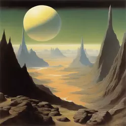 a landscape by Chesley Bonestell